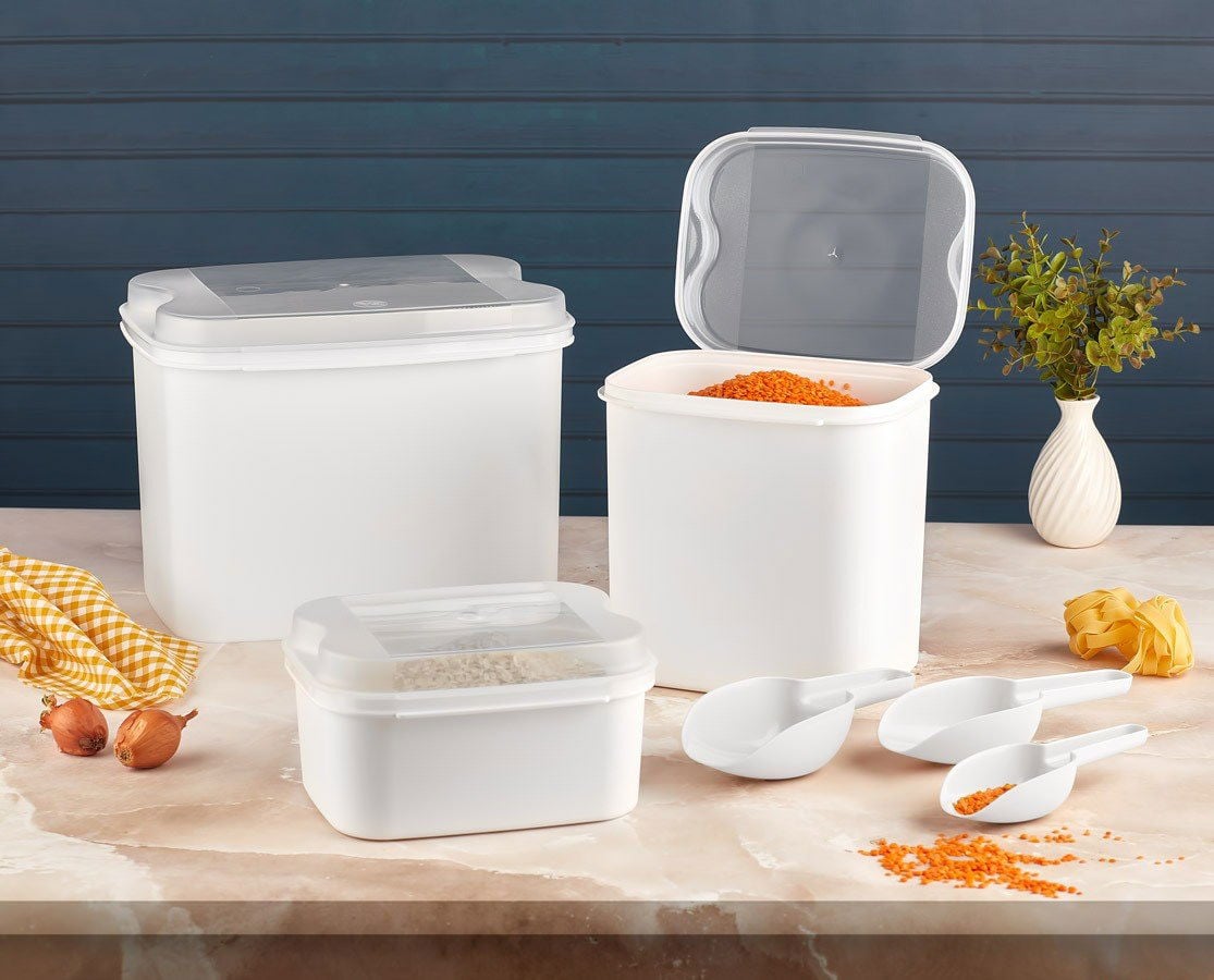 Vip Ahmet VP-039 Masal Saklama Kabı Seti 10 Lt+ 4,5 Lt+1,6 Lt Beyaz