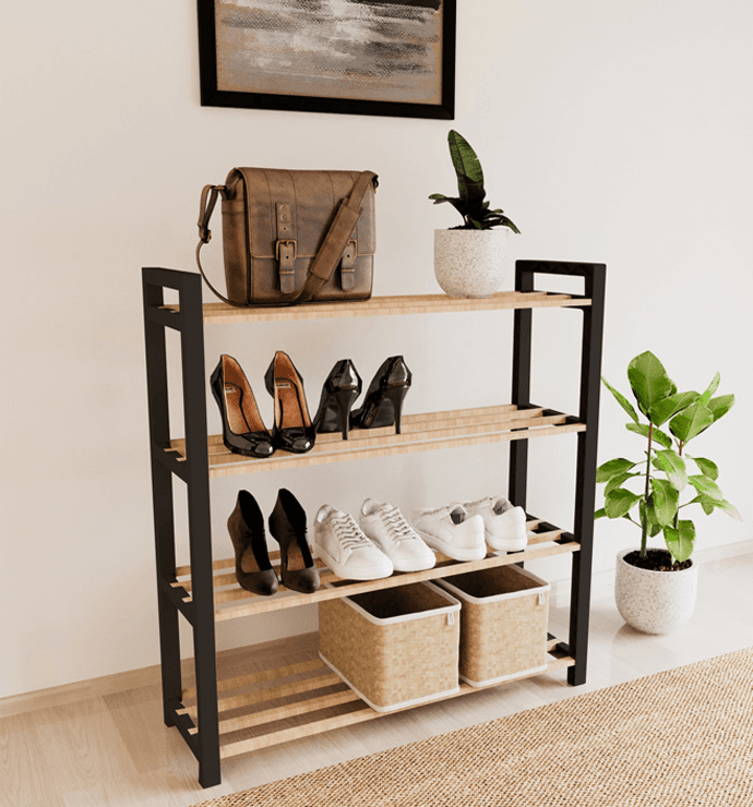 Fixwood Fix-2041-1 Ahşap Çubuklu Ayakkabılık -SIYAH