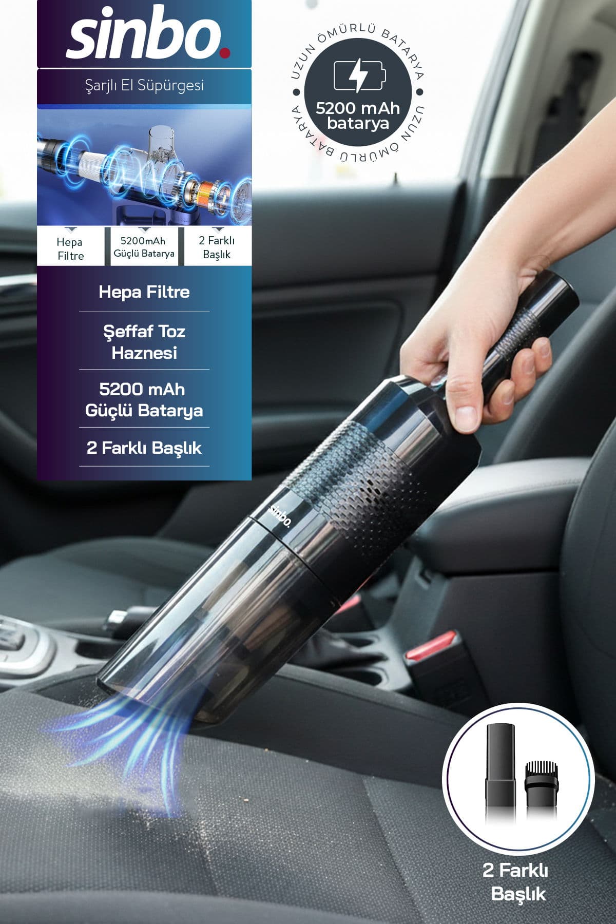 SVC-8631 Şarjlı El Süpürgesi - Siyah