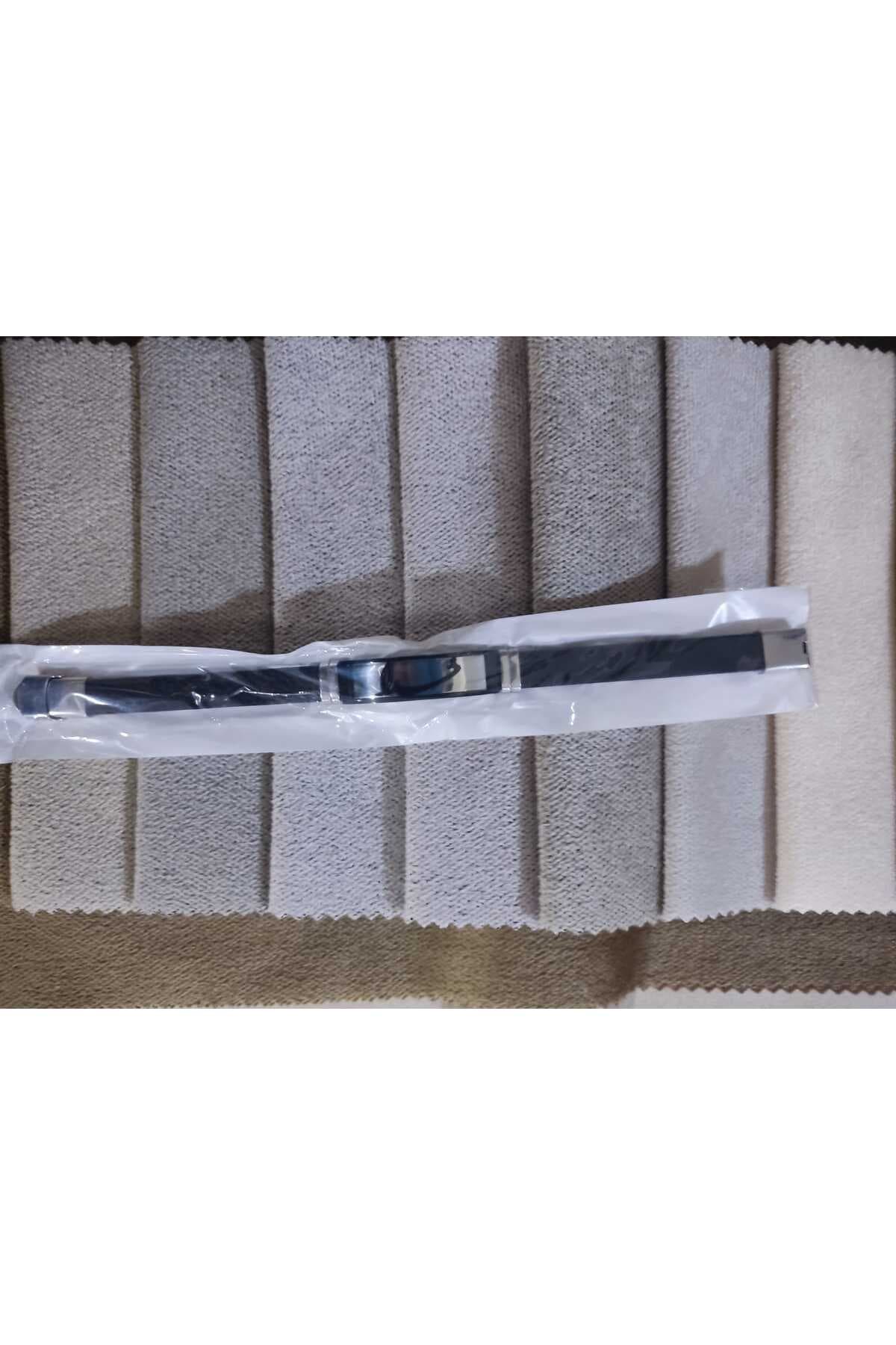 Siyah Deri Görünümlü Metal Detaylı Erkek Bileklik