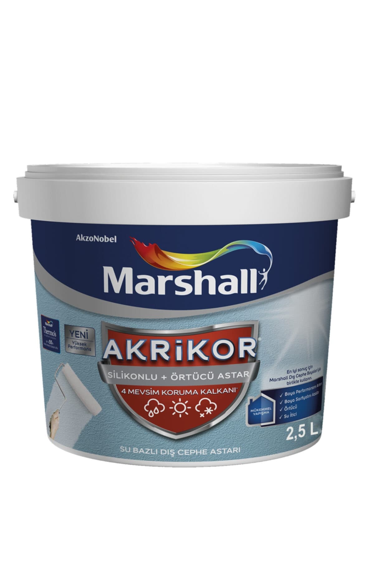 Akrikor Silikonlu Örtücü Dış Cephe Astarı 2,5 Lt (3.5 KG)