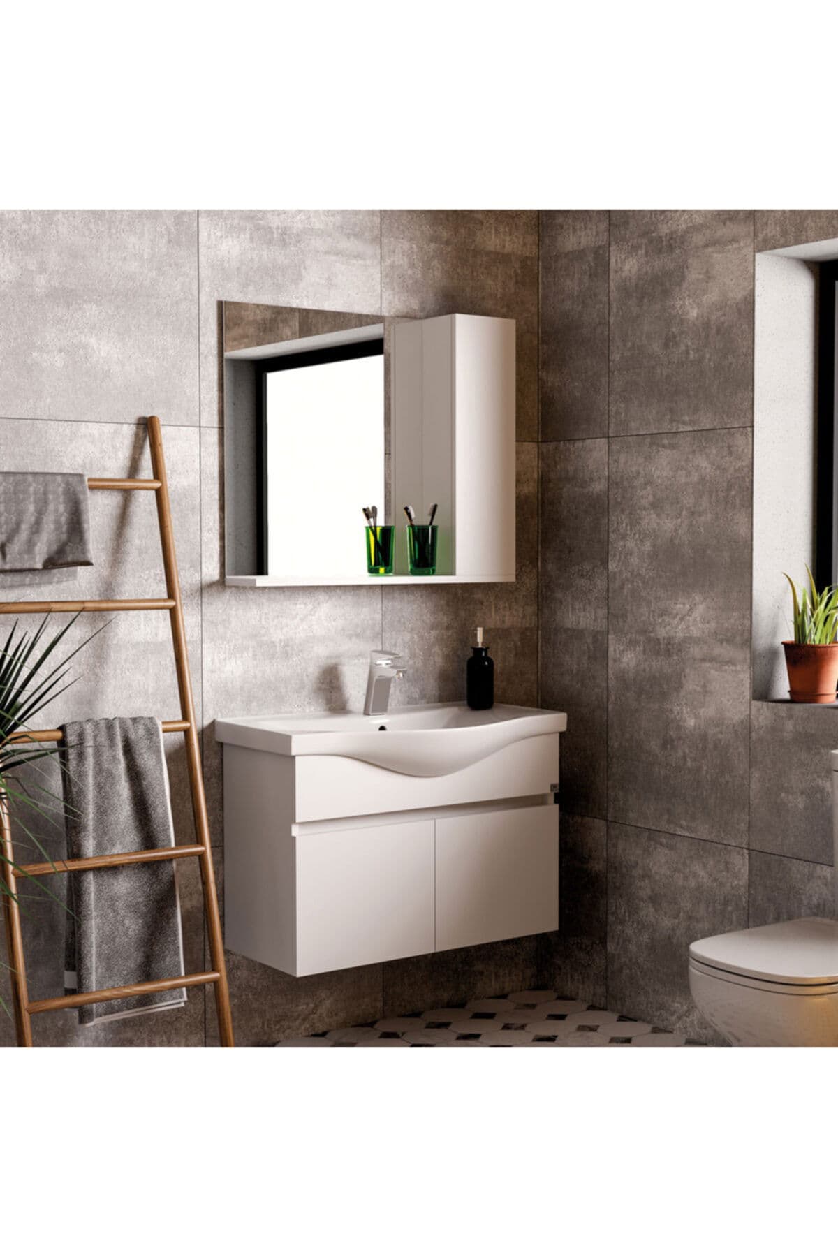 Viva Beyaz Banyo Dolabı Takımı 80 cm