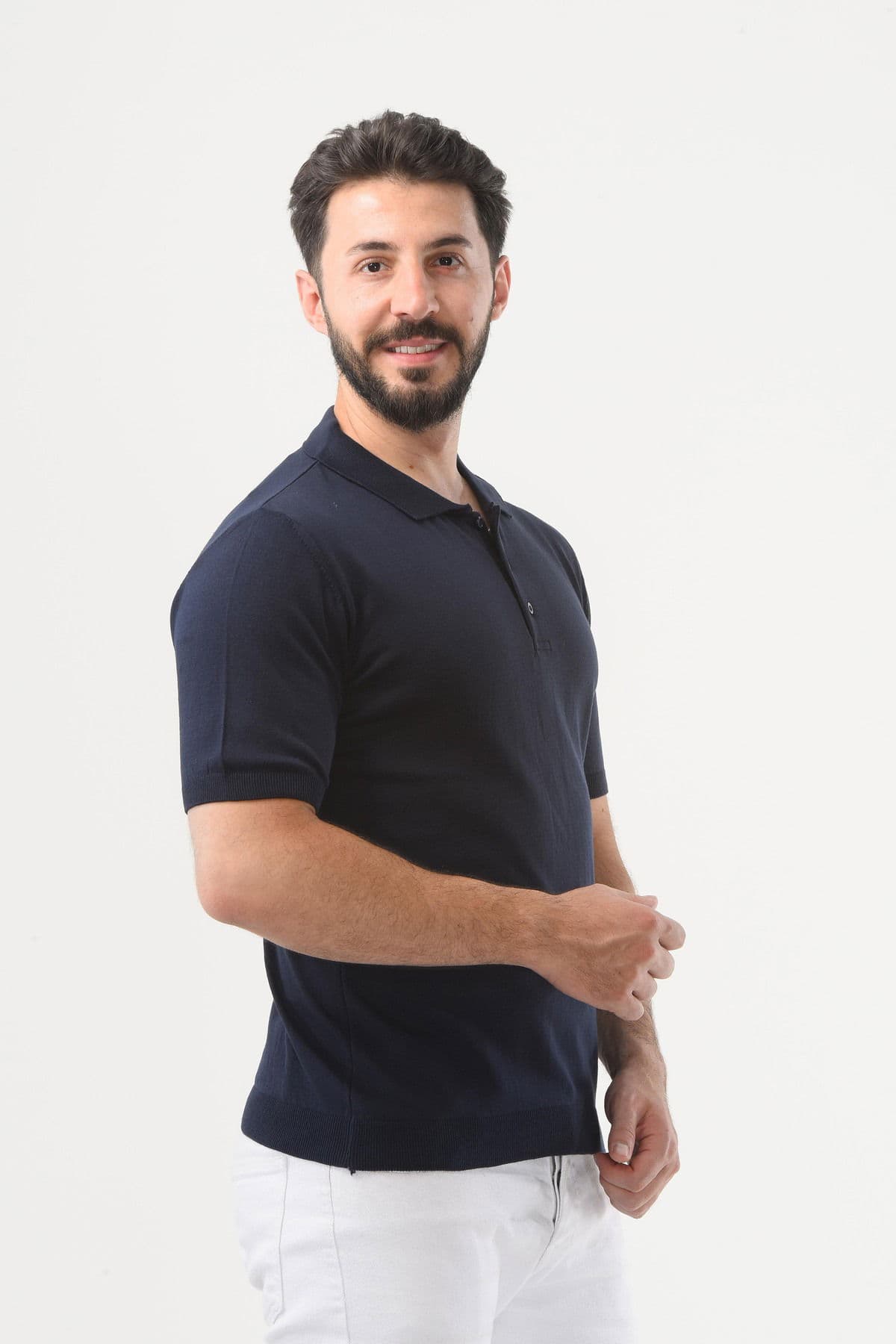 Lacivert Polo Yaka Regular Pamuklu T-shirt