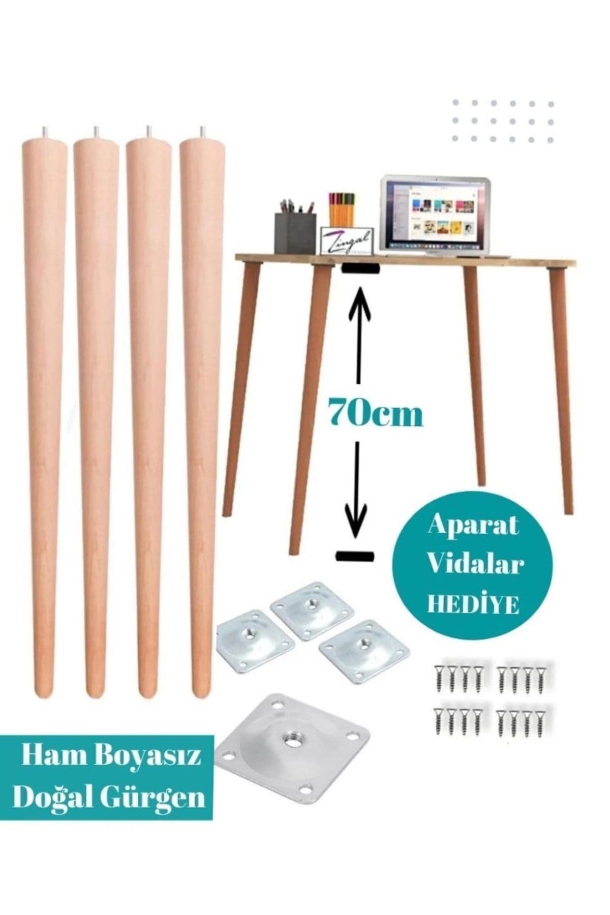 Masa Ayağı Ahşap 4 Adet 70 Cm Ham - Masa Ayakları - 70 cm