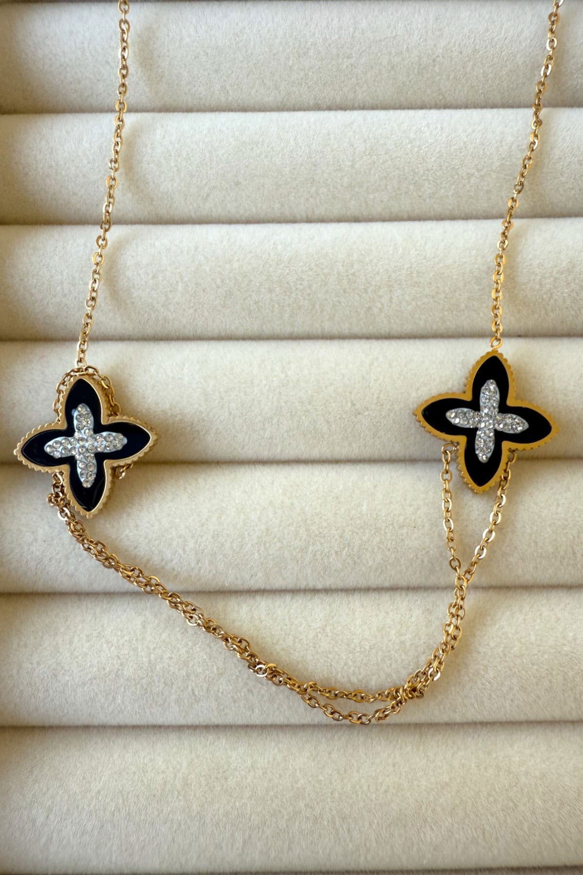 Zirkon Taşlı Yıldız Kolye 47 Cm Paslanmaz Çelik Kolye Kadın